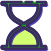 Duration 50x50 A pixelated hourglass icon with a black outline, green interior, and purple shading, resembling an old computer loading symbol.