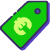 Price 50x50 A green price tag with a euro currency symbol in the center and a purple outline around the tag.